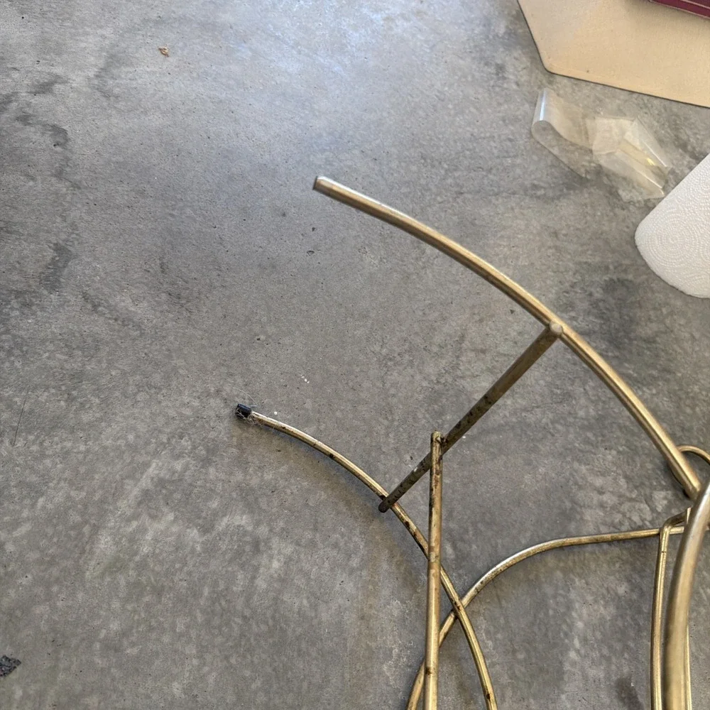 Vintage Hollywood Regency Gold Metal Wire Vanity Bench Stool
